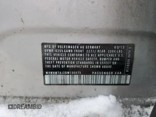 2013 Volkswagen Golf TDI w/Sunroof & Nav z VIN WVWNM7AJ2DW130973, wystawiony jako Copart lot #42105645 z przebiegiem 162 232 mil mil oraz Szkoda całkowita • Salvage title. Historia ofert i sprzedaży dostępna na DreamBid. Obrazek 13.