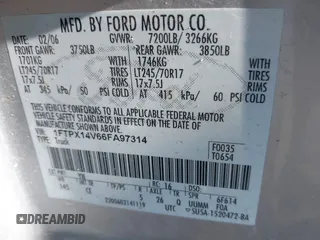 2006 Ford F-150 XLT with VIN 1FTPX14V66FA97314, listed as a IAAI auction lot 41623791 with 215,882 mi miles. Bid and sale history available at carsss.com. Image 9.