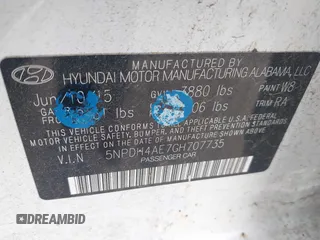 2016 Hyundai Elantra SE with VIN 5NPDH4AE7GH707735, listed as a IAAI auction lot 42460102 with 104,022 mi miles and . Bid and sale history available at DreamBid. Image 9.