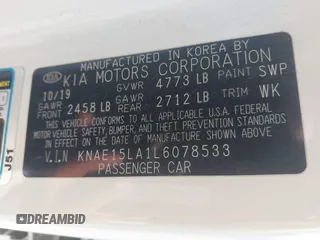 2020 Kia Stinger GT-Line with VIN KNAE15LA1L6078533, listed as a IAAI auction lot 41637202 with 63,494 mi miles. Bid and sale history available at carsss.com. Image 9.