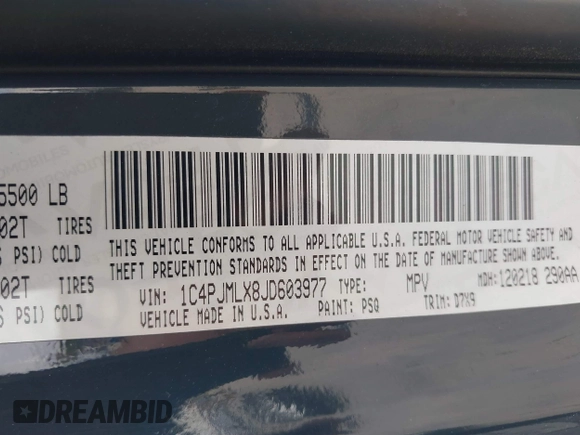 2018 Jeep Cherokee Latitude Plus with VIN 1C4PJMLX8JD603977, listed as a IAAI auction lot 41571092 with 113,554 mi miles and . Bid and sale history available at DreamBid. Image 9.