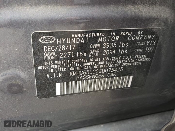 2018 Hyundai Ioniq Blue with VIN KMHC65LC3JU075425, listed as a Copart auction lot 50436785 with 176,136 mi miles and Salvage Title. Bid and sale history available at DreamBid. Image 12.