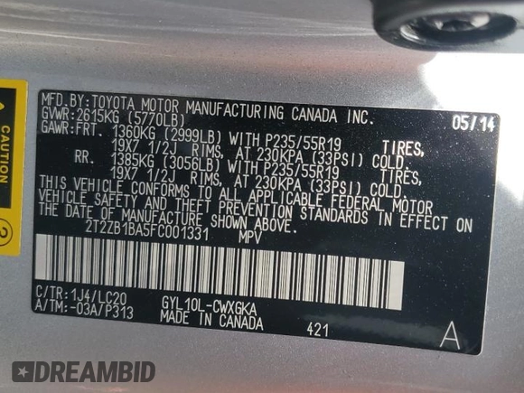 2015 Lexus RX 450h z VIN 2T2ZB1BA5FC001331, wystawiony jako Copart lot #57284795 z przebiegiem 62 660 mil mil oraz Szkoda całkowita • Salvage title. Historia ofert i sprzedaży dostępna na DreamBid. Obrazek 14.