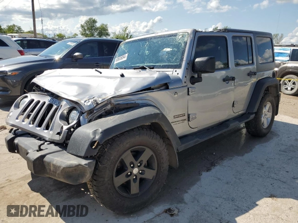 2018 Jeep Wrangler JK Unlimited Sport S with VIN 1C4BJWDG4JL849953, listed as a Copart auction lot 65655094 with 134,578 mi miles and Salvage Title. Bid and sale history available at carsss.com. Image 1.