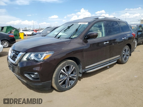 2020 Nissan Pathfinder Platinum with VIN 5N1DR2DM3LC629167, listed as a Copart auction lot 71132664 with 46,213 mi miles and Salvage Title. Bid and sale history available at carsss.com. Image 1.