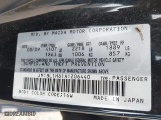 2010 Mazda Mazda3 s Sport with VIN JM1BL1H61A1206440, listed as a IAAI auction lot 42045853 with 1 mi miles. Bid and sale history available at carsss.com. Image 9.
