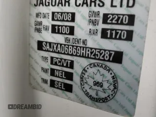 2009 Jaguar XF with VIN SAJXA06B69HR25287, listed as a Copart auction lot 42179625 with 222,124 mi miles and Salvage Title. Bid and sale history available at DreamBid. Image 12.