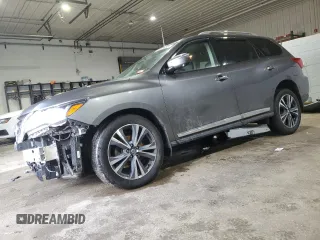 2019 Nissan Pathfinder Platinum with VIN 5N1DR2MM9KC617961, listed as a Copart auction lot 46080855 with 81,997 mi miles and Salvage title. Bid and sale history available at DreamBid. Image 1.