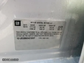2014 Chevrolet Sonic LTZ with VIN 1G1JE5SB6E4215697, listed as a Copart auction lot 70820024 with 166,414 mi miles and Salvage Title. Bid and sale history available at carsss.com. Image 13.
