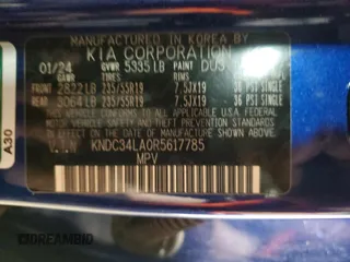 2024 Kia EV6 Wind with VIN KNDC34LA0R5617785, listed as a Copart auction lot 54454865 with 15,423 mi miles and Clean Title. Bid and sale history available at DreamBid. Image 13.