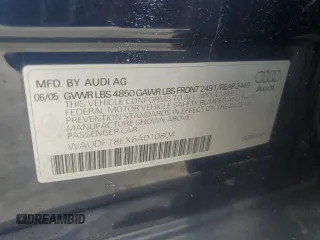 2006 Audi A4 2.0T with VIN WAUDF78EX6A010804, listed as a Copart auction lot 53270655 with 194,484 mi miles and Clean Title. Bid and sale history available at carsss.com. Image 12.