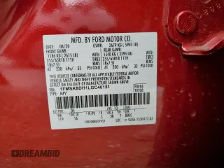 2020 Ford Explorer XLT z VIN 1FMSK8DH1LGC40151, wystawiony jako Copart lot #54750995 z przebiegiem 56 415 mil mil oraz Szkoda całkowita • Salvage title. Historia ofert i sprzedaży dostępna na DreamBid. Obrazek 13.