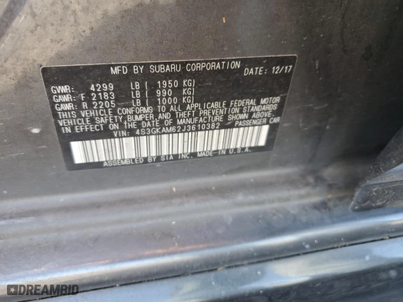 2018 Subaru Impreza Sport with VIN 4S3GKAM62J3610382, listed as a Copart auction lot 68662444 with 74,854 mi miles and Salvage Title. Bid and sale history available at carsss.com. Image 12.