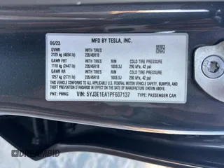 2023 Tesla Model 3 with VIN 5YJ3E1EA1PF607137, listed as a Copart auction lot 62613375 with 27,271 mi miles and Clean title. Bid and sale history available at DreamBid. Image 10.