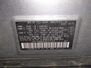 2014 Subaru Outback 2.5i with VIN 4S4BRBAC8E3213072, listed as a IAAI auction lot 41840384 with 186,370 mi miles. Bid and sale history available at carsss.com. Image 9.