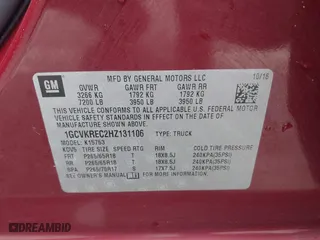 2017 Chevrolet Silverado 1500 LT with VIN 1GCVKREC2HZ131106, listed as a IAAI auction lot 41673048 with 83,369 mi miles. Bid and sale history available at carsss.com. Image 9.