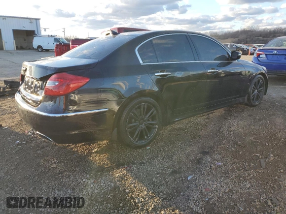 2013 Hyundai Genesis 3.8L with VIN KMHGC4DD0DU227354, listed as a Copart auction lot 46802225 with 157,652 mi miles and Salvage Title. Bid and sale history available at carsss.com. Image 3.