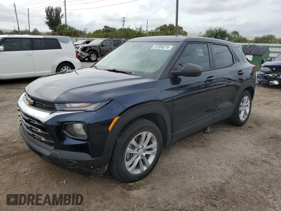 2021 Chevrolet TrailBlazer LS with VIN KL79MMS22MB053145, listed as a Copart auction lot 37359274 with 27,435 mi miles and . Bid and sale history available at DreamBid. Image 1.