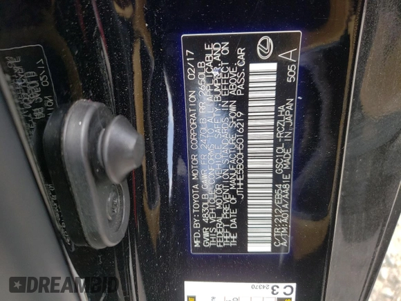 2017 Lexus RC 350 z VIN JTHHE5BC0H5016219, wystawiony jako Copart lot #54383235 z przebiegiem 38 865 mil mil oraz Szkoda całkowita • Salvage title. Historia ofert i sprzedaży dostępna na DreamBid. Obrazek 13.