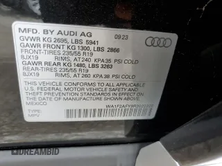 2024 Audi Q5 S line Prestige with VIN WA1F2AFY9R2022226, listed as a Copart auction lot 72183834 with 1,218 mi miles and Salvage Title. Bid and sale history available at carsss.com. Image 14.