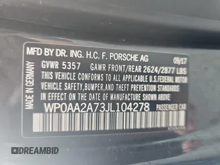 2018 Porsche Panamera with VIN WP0AA2A73JL104278, listed as a Copart auction lot 54095695 with 100,942 mi miles and Clean Title. Bid and sale history available at DreamBid. Image 10.
