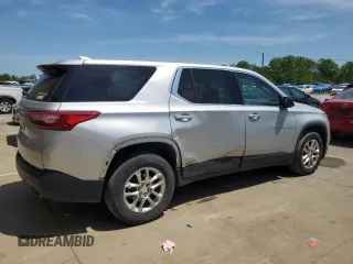 2020 Chevrolet Traverse LS z VIN 1GNERFKW6LJ142780, wystawiony jako Copart lot #54752435 z przebiegiem 66 140 mil mil oraz Szkoda całkowita • Salvage title. Historia ofert i sprzedaży dostępna na DreamBid. Obrazek 3.