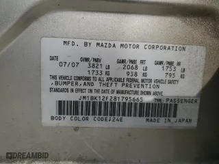 2008 Mazda Mazda3 Sport *Ltd Avail* with VIN JM1BK12F281795665, listed as a Copart auction lot 48958995 with 154,504 mi miles and Salvage Title. Bid and sale history available at carsss.com. Image 14.
