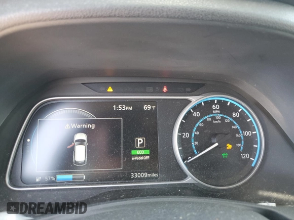 2018 Nissan LEAF S with VIN 1N4AZ1CP2JC303571, listed as a Copart auction lot 55249995 with 33,009 mi miles and Salvage Title. Bid and sale history available at DreamBid. Image 9.