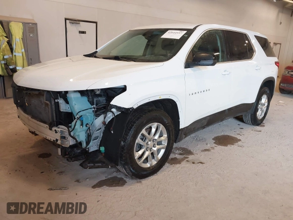2021 Chevrolet Traverse LS with VIN 1GNERFKW8MJ166905, listed as a IAAI auction lot 42044937 with 96,542 mi miles and . Bid and sale history available at DreamBid. Image 2.