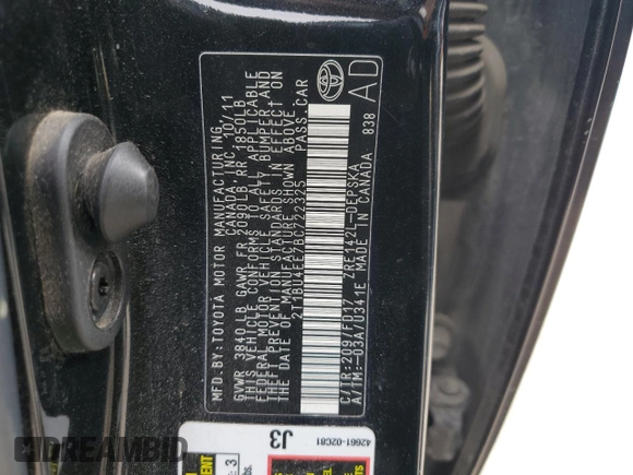 2011 Toyota Corolla L with VIN 2T1BU4EE7BC722325, listed as a Copart auction lot 50151355 with 119,688 mi miles and Salvage Title. Bid and sale history available at carsss.com. Image 12.