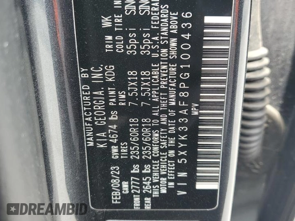 2023 Kia Sportage EX with VIN 5XYK33AF8PG100436, listed as a Copart auction lot 47964705 with 22,824 mi miles and Salvage Title. Bid and sale history available at carsss.com. Image 15.