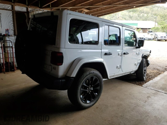 2024 Jeep Wrangler Sahara with VIN 1C4RJXP67RW223380, listed as a Copart auction lot 52192095 with 18,326 mi miles and Salvage Title. Bid and sale history available at DreamBid. Image 3.