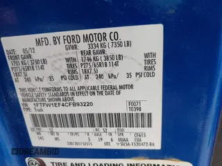 2012 Ford F-150 XL with VIN 1FTFW1EF4CFB93220, listed as a IAAI auction lot 42201653 with 214,573 mi miles and . Bid and sale history available at DreamBid. Image 9.