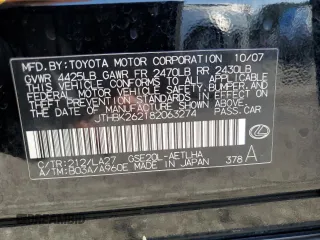 2008 Lexus IS 250 with VIN JTHBK262182063274, listed as a Copart auction lot 63342325 with 156,037 mi miles and Salvage title. Bid and sale history available at DreamBid. Image 12.