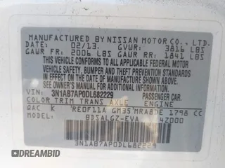 2013 Nissan Sentra SV with VIN 3N1AB7AP0DL682229, listed as a IAAI auction lot 42078840 with 144,668 mi miles. Bid and sale history available at carsss.com. Image 9.
