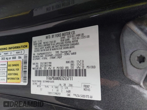 2016 Ford Mustang V6 с VIN 1FA6P8AM0G5255711, выставлен на аукционе IAAI как лот 42424046 с пробегом Не указан миль и . История ставок и продаж доступна на DreamBid. Изображение 9.