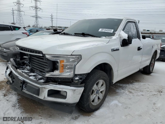 2019 Ford F-150 XL with VIN 1FTMF1C59KKD08336, listed as a Copart auction lot 89104555 with 0 mi miles and Salvage Title. Bid and sale history available at carsss.com. Image 1.