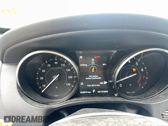 2019 Jaguar F-Pace 25t Prestige with VIN SADCK2FX7KA366367, listed as a Copart auction lot 47633855 with 34,847 mi miles and Salvage title. Bid and sale history available at DreamBid. Image 9.