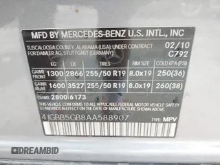 2010 Mercedes-Benz M 350 с VIN 4JGBB5GB8AA588907, выставлен на аукционе IAAI как лот 41505027 с пробегом 178 185 миль миль и . История ставок и продаж доступна на DreamBid. Изображение 9.