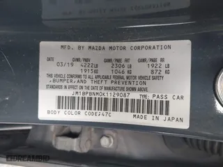 2019 Mazda Mazda3 Hatchback w/Premium Pkg with VIN JM1BPBNM0K1129087, listed as a IAAI auction lot 41684667 with 123,000 mi miles. Bid and sale history available at carsss.com. Image 9.