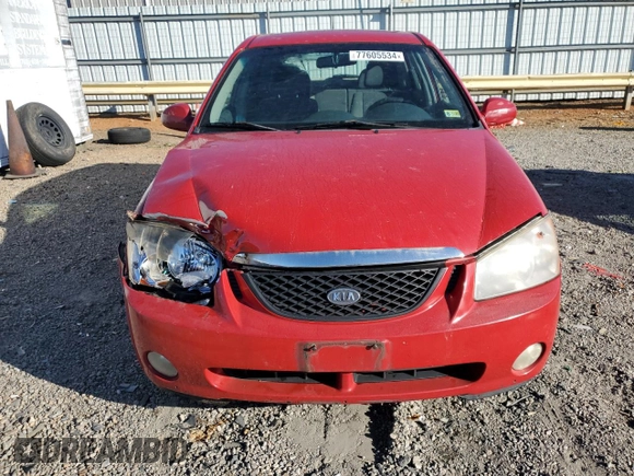 2005 Kia Spectra with VIN KNAFE161455146328, listed as a Copart auction lot 77605534 with 110,605 mi miles and Salvage Title. Bid and sale history available at DreamBid. Image 5.