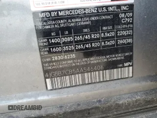 2010 Mercedes-Benz M 550 with VIN 4JGBB7CB5AA546406, listed as a Copart auction lot 46042685 with 125,052 mi miles and Salvage Title. Bid and sale history available at DreamBid. Image 14.