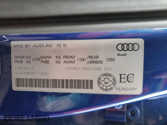 2015 Audi S3 2.0T Prestige with VIN WAUFFRFF4F1112020, listed as a Copart auction lot 66570524 with 113,730 mi miles and Salvage Title. Bid and sale history available at carsss.com. Image 12.