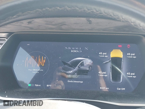 2017 Tesla Model X 90D z VIN 5YJXCAE29HF078571, wystawiony jako IAAI lot #42050041 z przebiegiem 216 874 mil mil oraz . Historia ofert i sprzedaży dostępna na DreamBid. Obrazek 7.