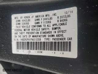 2015 Honda Accord Sedan EX-L with VIN 1HGCR3F81FA013359, listed as a Copart auction lot 46190325 with 134,984 mi miles and Salvage Title. Bid and sale history available at carsss.com. Image 14.