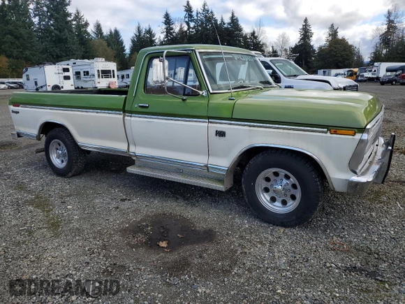 1973 Ford F-250 z VIN F25YRQ44499, wystawiony jako Copart lot #76903644 z przebiegiem 94 832 mil mil oraz Czysty tytuł • Clean title. Historia ofert i sprzedaży dostępna na DreamBid. Obrazek 4.