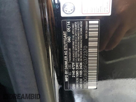 2015 Mercedes-Benz C 350 with VIN WDDGJ8JB5FG372370, listed as a Copart auction lot 73240804 with 103,540 mi miles and Salvage title. Bid and sale history available at DreamBid. Image 12.