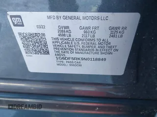 2022 Cadillac CT4 Premium Luxury z VIN 1G6DF5RK9N0118849, wystawiony jako IAAI lot #41587644 z przebiegiem 84 367 mil mil oraz . Historia ofert i sprzedaży dostępna na DreamBid. Obrazek 9.