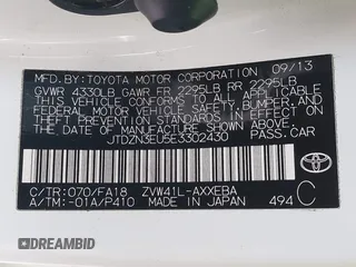 2014 Toyota Prius Two с VIN JTDZN3EU5E3302430, выставлен на аукционе IAAI как лот 41598749 с пробегом 165 886 миль миль и . История ставок и продаж доступна на DreamBid. Изображение 9.