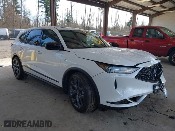 2023 Acura MDX w/A-Spec Package with VIN 5J8YE1H01PL030004, listed as a IAAI auction lot 41724782 with 15,835 mi miles and . Bid and sale history available at DreamBid. Image 1.